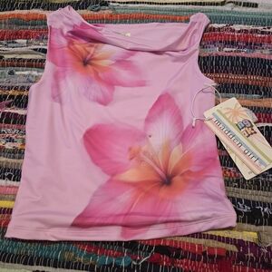 Madden Girl Women's Pink Floral Tank Top Y2k Top